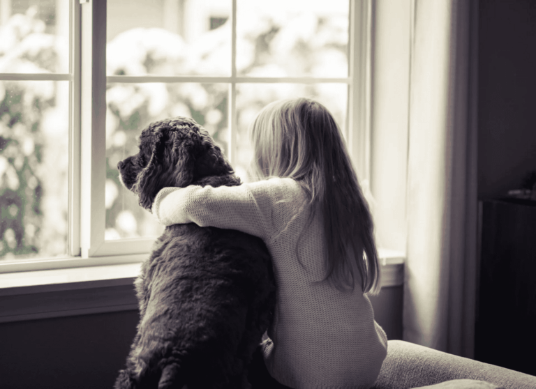 girl with dog