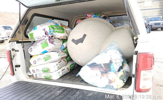 Car truck full pet food and pet supplies